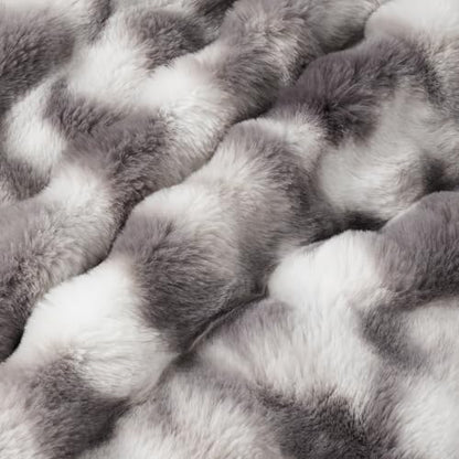 Amélie Home Faux Fur Throw Blanket, Ultra Soft Fuzzy Plush Bubble Blanket for Couch, Bed & Living Room, 60"x80", Tie-dye Grey - color: Tie-dye Grey, size: 60" x 80"