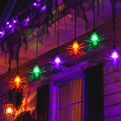 8.5Ft Halloween String Lights Plug in, 10 LED Spider Lights - color: Spider String Lights