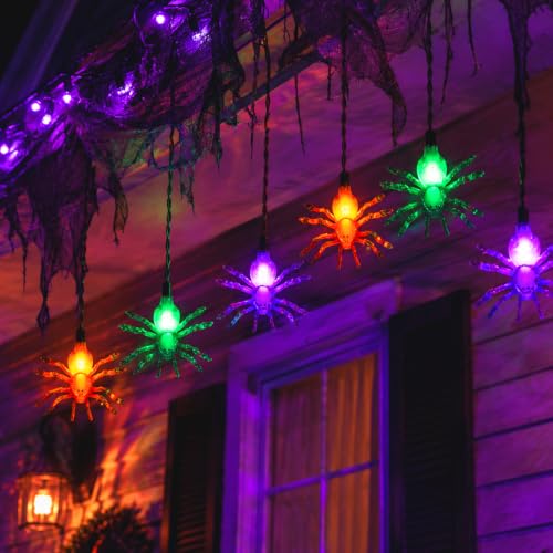 8.5Ft Halloween String Lights Plug in, 10 LED Spider Lights - color: Spider String Lights
