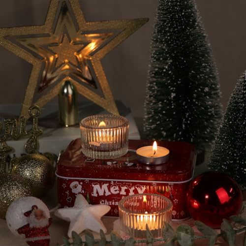 24 Pack Tea Light Candle Holders, Glass Clear Tealight Candle Holder - color: Clear, size: 1.3" x 2"