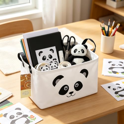 Rectangle Foldable Storage Basket Handles For Home, Panda - color: Rectangle Panda