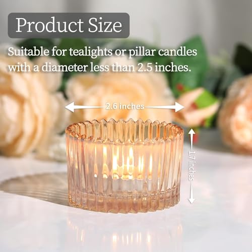 24 Pcs Large Tea Light Holders, Gold Glass Votive Candle Holders - color: Gold, size: 1.6" x 2.7"
