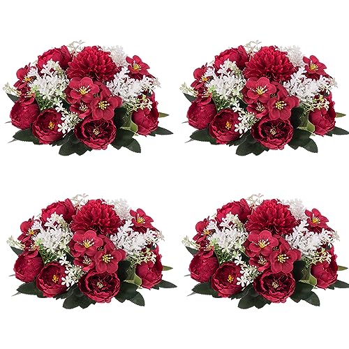 Flower Balls Centerpieces for Tables: Crimson Silk Rose, 4Pcs - color: Crimson, size: 4 PCS
