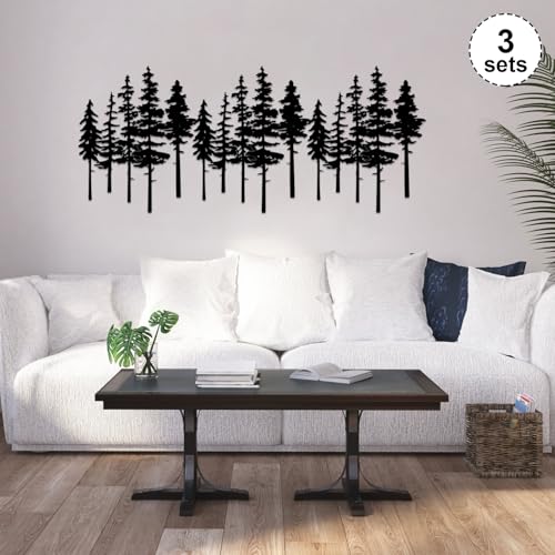 ESTART Metal Pine Tree Wall Art, Metal Tree Wall Decor - color: Black