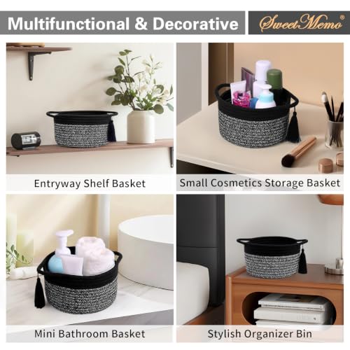 Small Gift Basket Empty to Fill, Gift Bag & Ribbon, Black Gray - color: Gray Black, size: 1 Pack
