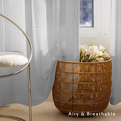 2 Panels Set Sheer Curtains 108 inch Length Light Gray 52" W x 108" L - color: Light Gray, size: 52"W x 108"L (Pack of 2)