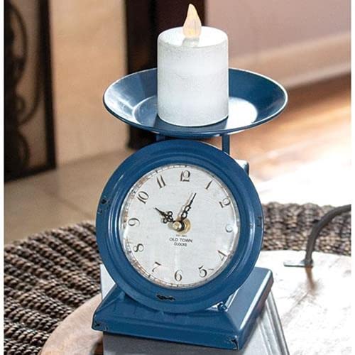 First of a Kind Vintage Scale Clock - Vintage Tabletop Clock for Farmhouse - Mid-Century Style, Metal Vintage Scale Clock for Kitchen & Living Room Decoration (Navy) - color: Navy