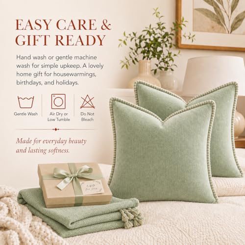 Decorative Throw Pillow Covers 18x18Inch, Pack of 2 Green - color: Chenille-green