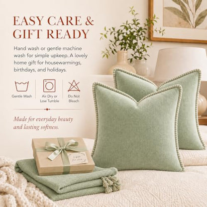 Decorative Throw Pillow Covers 18x18Inch, Pack of 2 Green - color: Chenille-green