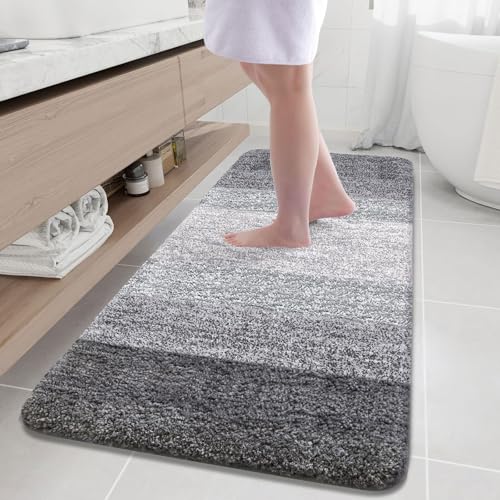 Arotive Microfiber Bathroom Rugs, Shaggy Soft Absorbent Bath Rug, 59x35 - color: Grey, size: 59" X 35"
