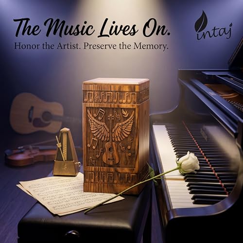 Guitar Wings Wooden Urn for Human Ashes, Large 180 Cu in, Rosewood - color: Rosewood, size: Large (180 Cu In, to 180 lb)