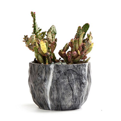 Sun-E Ceramic Succulent Pots, 3.35 Inch Marbled Flower Pots, Set of 4