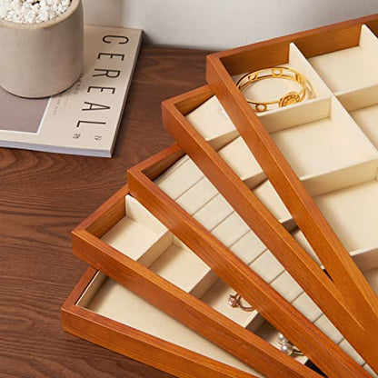 Oirlv Wood 13 Grids Necklace/Bracelet/Pendant Display Tray Jewelry Drawer Organizer Stackable Jewelry Trays (Creamy-white) - color: Creamy-white 13 grid necklace/pendant/bracelet tray