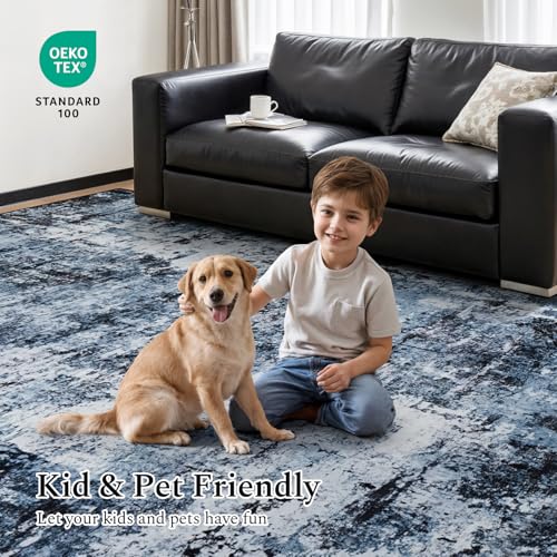 Rugflix 3x4 Entrance Rugs, Washable Navy Blue Dark Entry Small Rug - color: 01-ocean Blue, size: 3' x 4' (Rectangular)