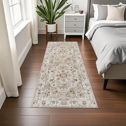 Washable Hallway Runner Rug 2x5: Non Slip Runner Rugs with Rubber Backing - color: Beige, size: 2' x 5' (Rectangular)