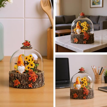SUNFACE Fall Snow Globe with Gnome Sunflower, Lighted Autumn Decor - color: Goblin Sunflower 96