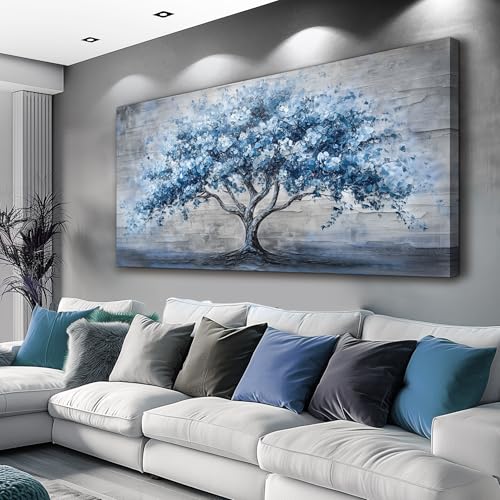KELIYUAN Canvas Wall Art For Living Room Bedroom Wall Decor Office Dining room Abstract Art Blue Tree Painting Room Hallway Wall Home Decoration Prints Artwork Picture Ready To Hang 20x40 Inches - color: Abstract Blue Tree, size: 40"L x 20"W