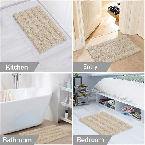 Turquoize Small Bathroom Rug 17x24, Soft Absorbent Chenille Bath Rug, Fog - color: Fog, size: 17" x 24"