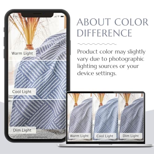 jinchan 100% Cotton Muslin Blanket Twin Boho Throw Blanket 50x60 Dusty Blue - color: B. Square Blue, size: 50"x60"