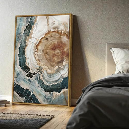 BingruiArt Faux Wood Tree Ring 06 Canvas Wall Art 24x36 Framed - color: Tree Ring - 06, size: 36"L x 24"W