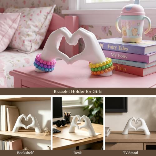 White Heart Hands Sculpture Room Decor, Resin Love Statue for Gift - color: White, size: Medium
