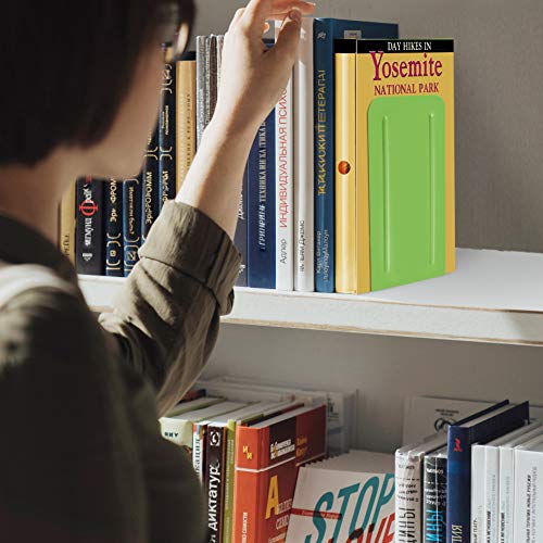 Acrimet Bookends for Shelves, Non-Skid Book Holder, Heavy Duty Book Stopper, Steel Metal Book Ends Storage for Home, Library, 6 7/8" H x 4" W x 4 1/2" D (Green Citrus) (1 Pair / 2 Pieces) - color: Green Citrus