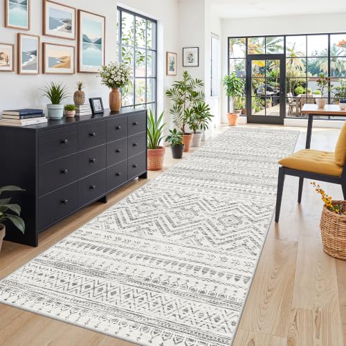 Miukiki 3x10 Runner Rug Washable Non Slip Runner Rug for Hallway Grey - color: Grey, size: 3' x 10' (Runner)