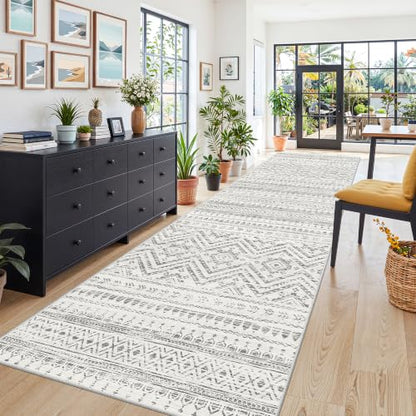 Miukiki 3x10 Runner Rug Washable Non Slip Runner Rug for Hallway Grey - color: Grey, size: 3' x 10' (Runner)