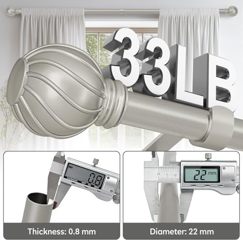 Silver Curtain Rods for Windows 72 to 144 Inch 7/8" Diameter - color: Silver, size: 36"-150"|1 Pack