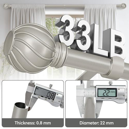 Silver Curtain Rods for Windows 48 to 84 Inch 7/8"" Diameter - color: Silver, size: 36"-88"|1 Pack