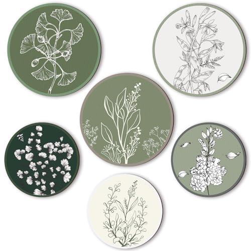 Barydat 6 Pcs Boho Wooden Plant Wall Art Decor,Greenery,8 Inch, 10 Inch - color: Greenery