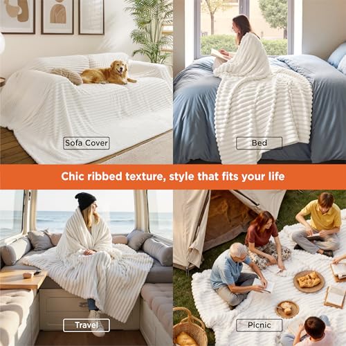 Bedsure Extra Soft Large Fleece Blanket for Bed Off White 120"x120" - color: Off White, size: Large