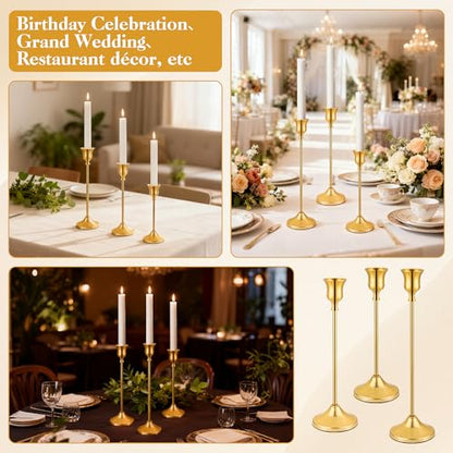 Candlestick Holders-3PCS, Taper Candle Holder for Candlesticks, Metal Taper Candle Holders Glaceful Decor Set for Wedding Centerpieces, Christmas, Birthday Party, Holiday Dinning Table Décor