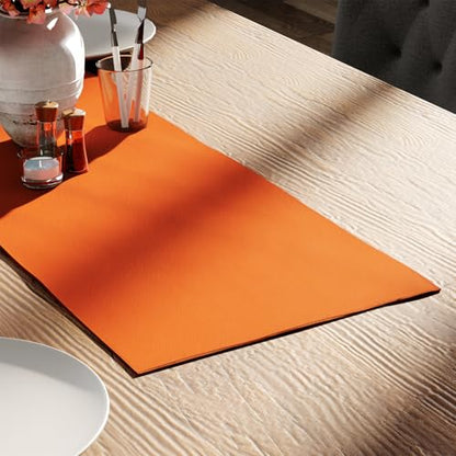 Encasa XO Table Runner, Cotton Canvas Dining Runner 13"x36" - color: Orange, size: 13x36 in