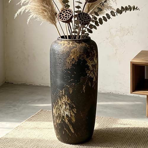 Rustic Ceramic Floor Vase, 15.7 Inch, Clay Farmhouse Decor - size: 15.7 Inch