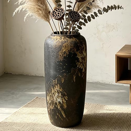 Rustic Ceramic Floor Vase, 15.7 Inch, Clay Farmhouse Decor - size: 15.7 Inch