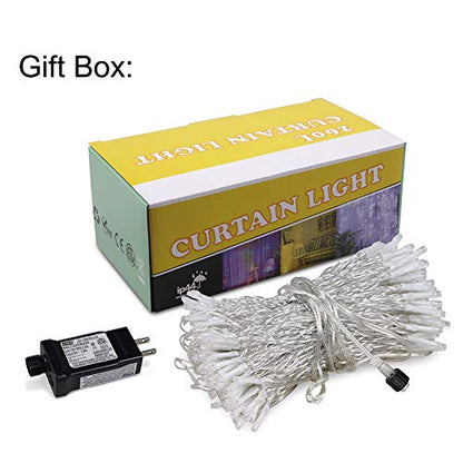 HEYFUNi Curtain Lights Plug in, 13FT x 6.5FT Window Icicle Lights, White - color: White, size: 13ft*6.5ft