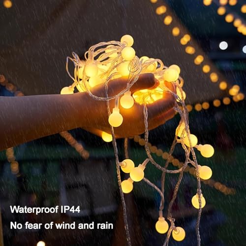Globe String Lights, 32.8 FT 80 LED USB Powered Waterproof Timer 8 Modes Fairy String Lights with Remote for Bedroom Christmas Party Patio Garden Indoor Wedding Decor, Warm White, 10M