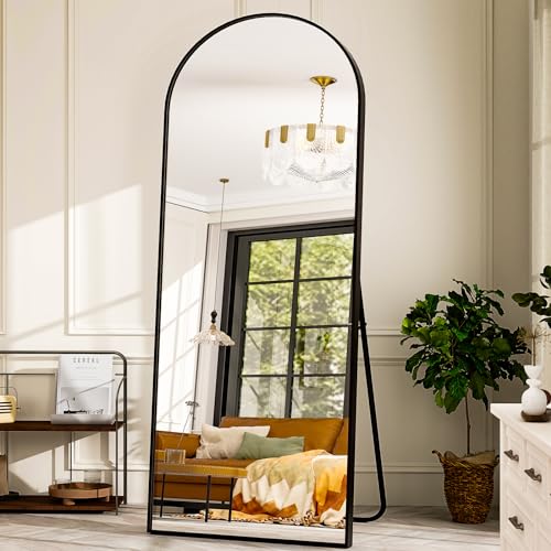 GLSLAND 26" x 71" Arched Full Length Mirror - Black Full Body Mirror - Extra Large Floor Mirrors for Bedroom, Living Room, Bathroom - color: Black, size: 71"L x 26"W