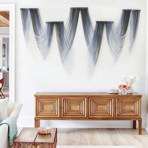 IOWER Macrame Wall Hanging Dip Dyed Blue Fiber Art Tapestry Boho Wall Decor - color: Blue1