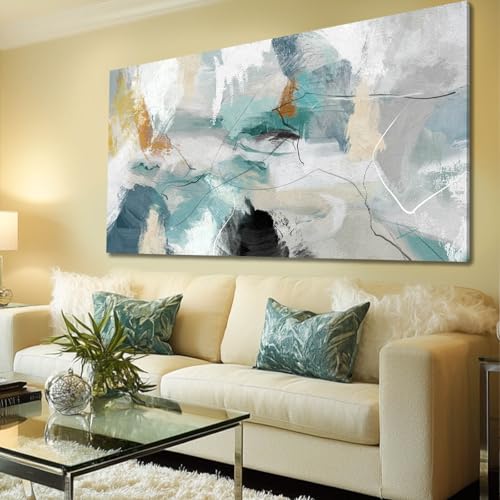 SOUGUAN Canvas Wall Art for Living Room Abstract Pictures Green Wall Decor Home Decor Teal Print Arts for Office 24"x48" - color: Green, size: 48"L x 24"W