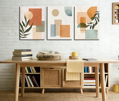 Frimeeme 3 Piece Framed Orange and Green wall Art Wall Decor, 12x16 Inches