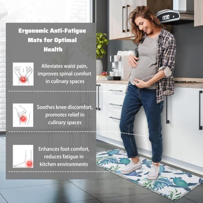 Tritard Coastal Beach Kitchen Rugs Mats Set of 2 Cushioned Anti Fatigue Kitchen Floor Mat 0.4 Inch Sea Turtles Non Slip Waterproof Kitchen Rug PVC Leather Comfort Mats for Kitchen, Blue, 17x28+17x47 - color: Blue-4
