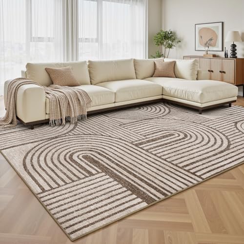 Khaki Brown Neutral 8x10 Area Rugs Textured Tufted Rugs for Living Room Bedroom Rug-Carpet Washable Geometric Moroccan Modern Rug - color: Khaki Brown, size: 8' x 10' (Rectangular)