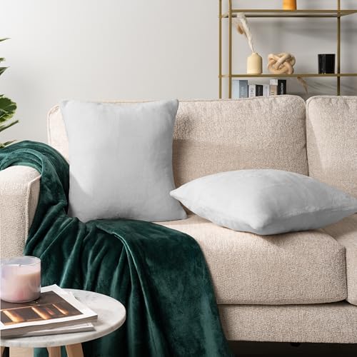 PAVILIA Light Gray Decorative Throw Pillow Covers 20x20 Set of 2 Plush Cozy - color: Light Gray, size: 20" x 20" (Pack of 2)