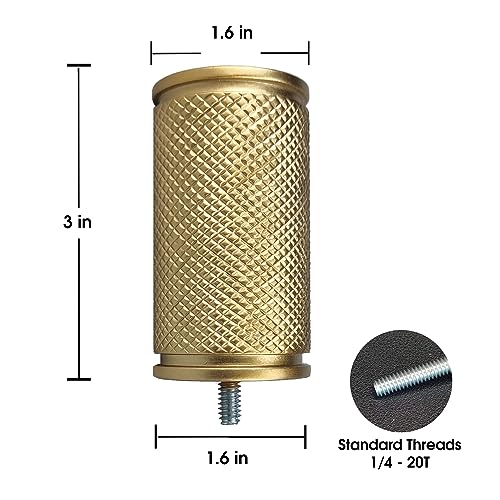 Decorative Curtain Rod Finials, Polyresin Gold Knurled Design Finials, Set of 2, Compatible with 1 inch Diameter Curtain Rod, Standalone Finial Pair