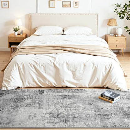 Kelarea Washable Runner Rug 2x6, Non-Slip Low Pile Abstract Grey - color: Light Grey, size: 2' x 6' (Rectangular)