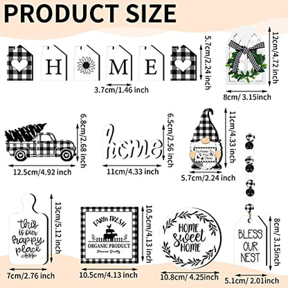 FairySandy 11 Pcs Tiered Tray Decor Farmhouse Set, Buffalo Plaid - style: Buffalo Plaid