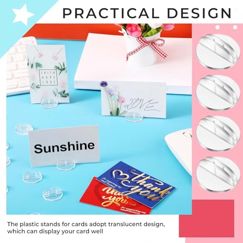 Yinkin 50 Pcs Mini Plastic Card Stands 1 Inch Round Base Clips,Clear - style: Clear