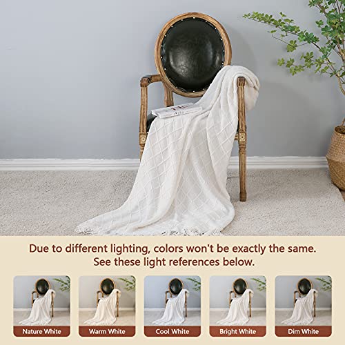 inhand Off White Knitted Throw Blanket for Couch and Bed, 60"x80" - color: A(off White), size: 60"x80"
